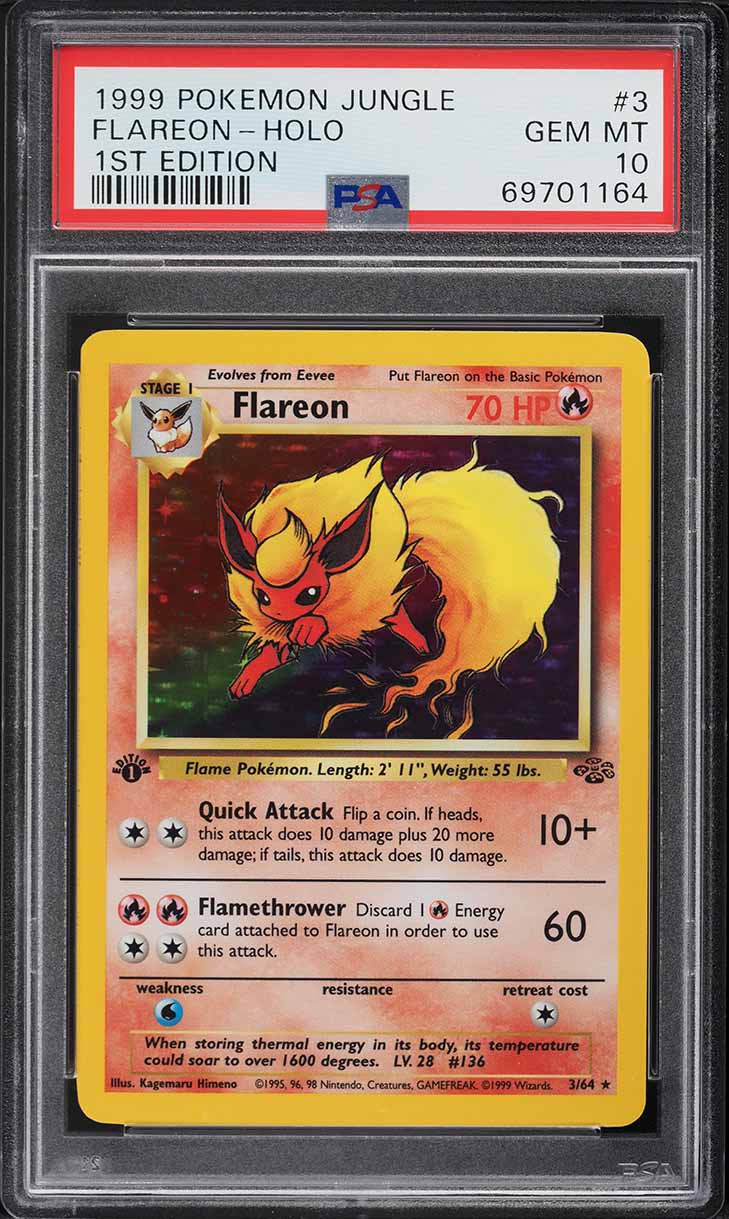 1999 Pokemon Jungle 1st Edition Holo Flareon #3 PSA 10 GEM MINT