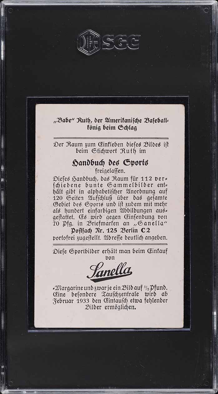 1932 Sanella Babe Ruth TYPE 2 SGC 4.5 VGEX+