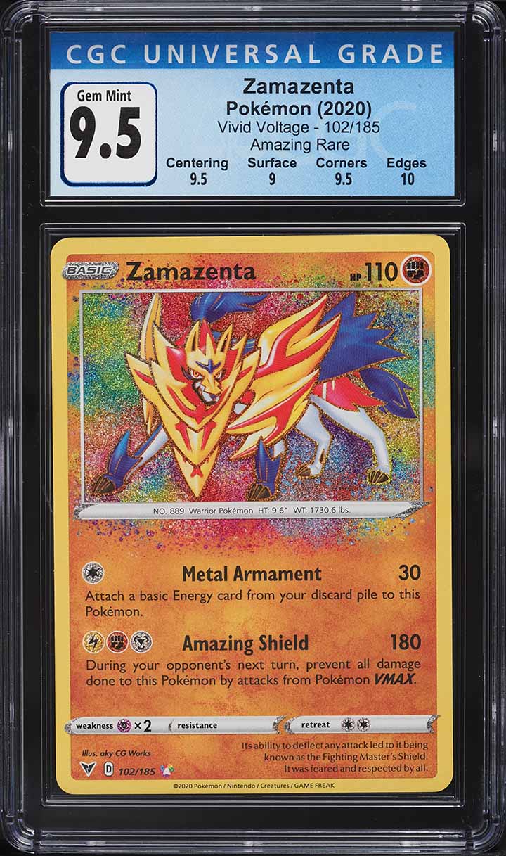 2020 Pokemon Sword & Shield Vivid Voltage Amazing Rare Zamazenta #102 CGC 9.5