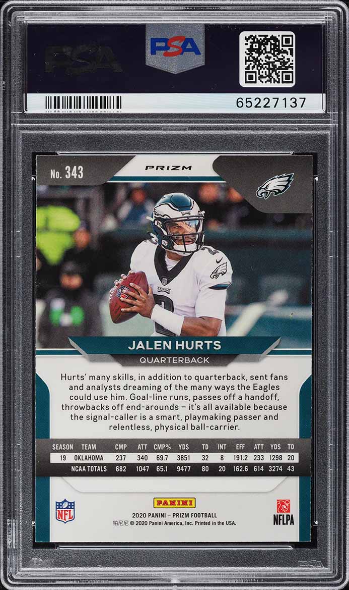 2020 Panini Prizm Silver Prizms Jalen Hurts ROOKIE #343 PSA 10 GEM MINT