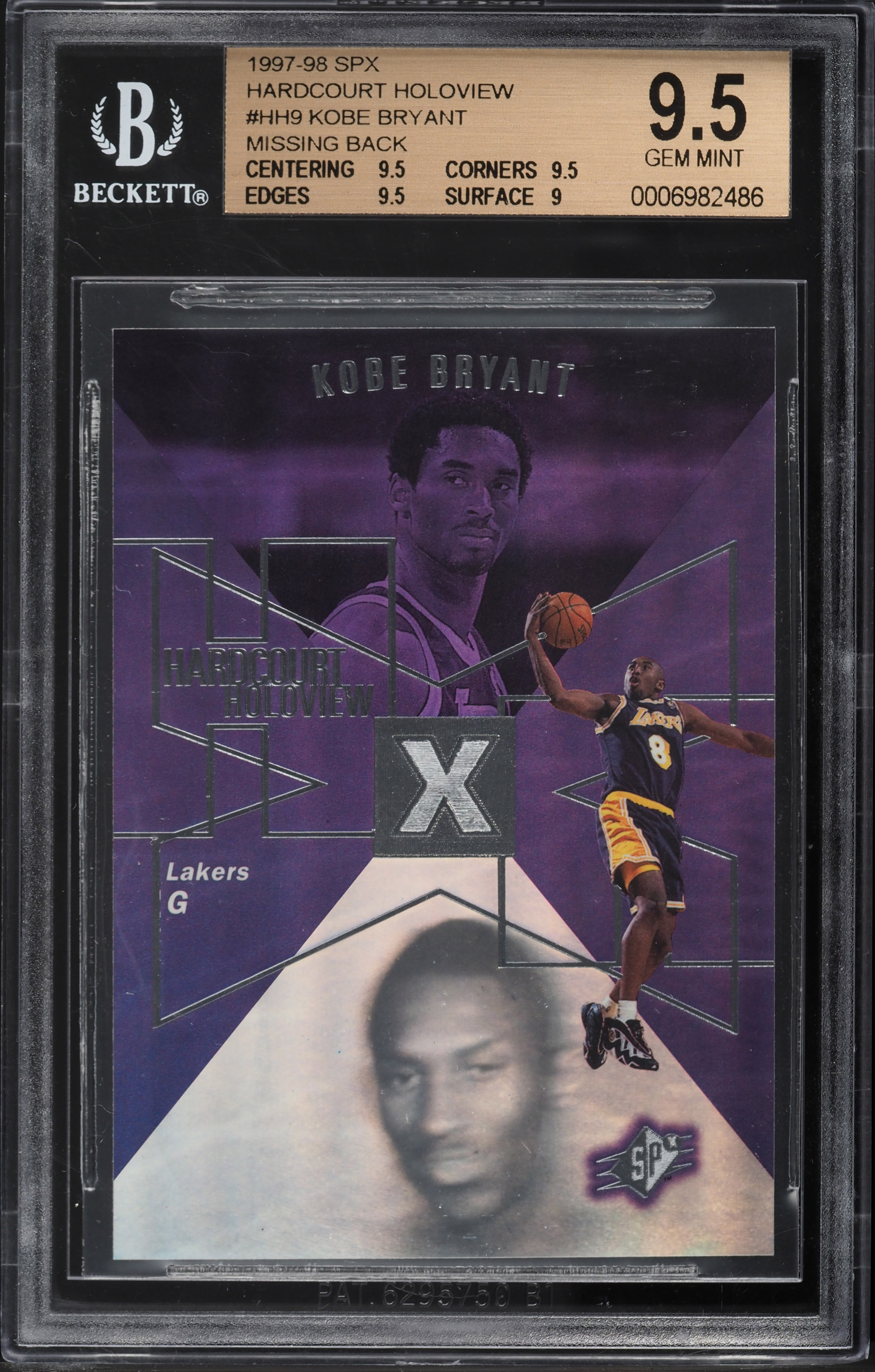 1997 SPx Hardcourt Holoview Kobe Bryant BLANK BACK #HH9 BGS 9.5