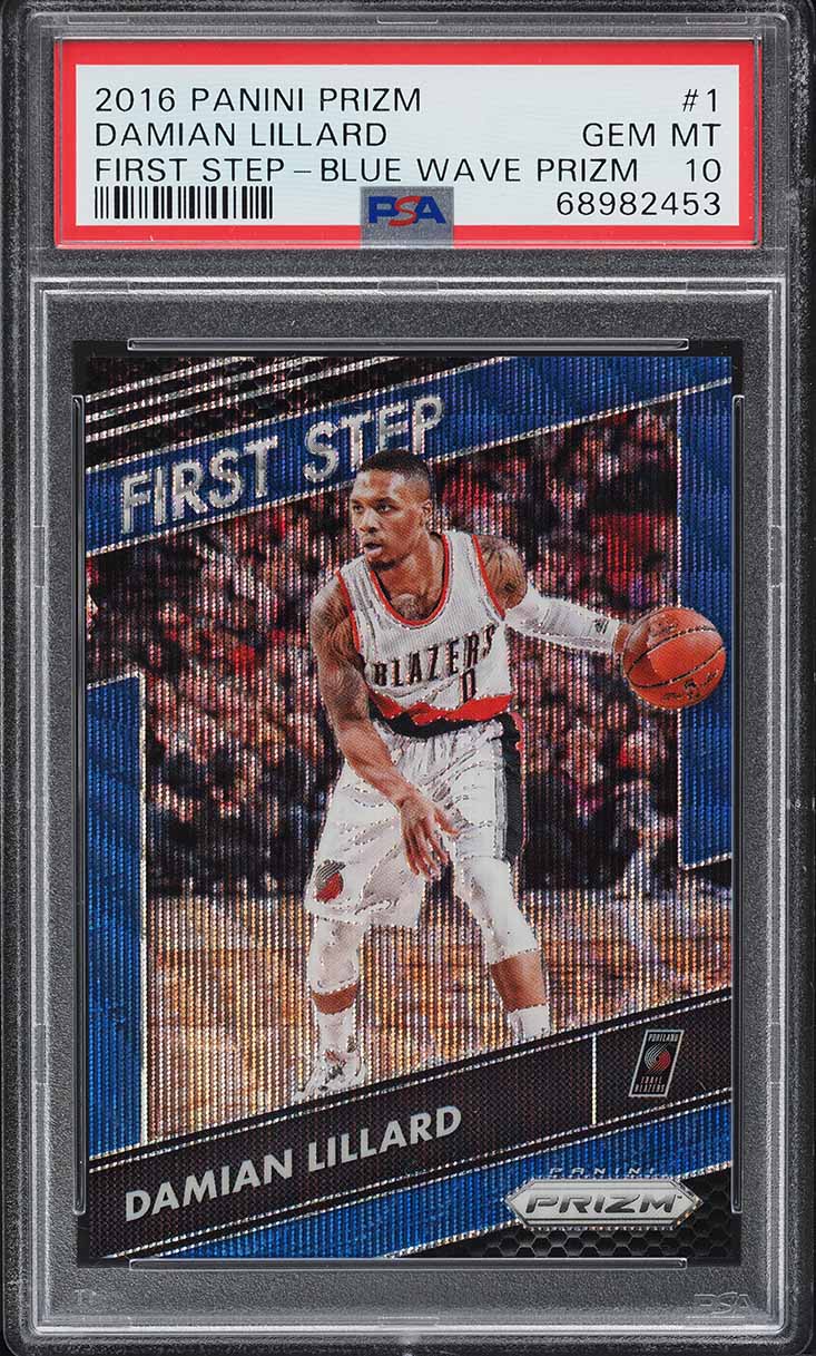 2016 Panini Prizm First Step Blue Wave Prizms Damian Lillard /99 #1 PSA 10 GEM