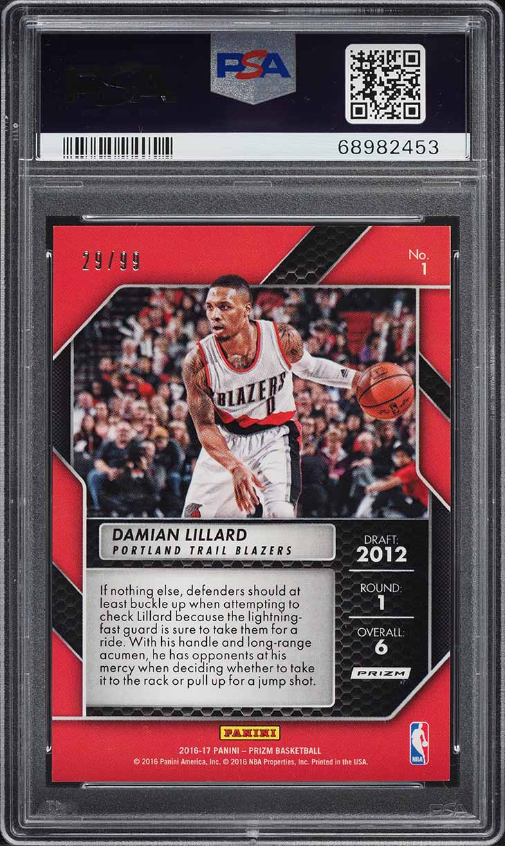 2016 Panini Prizm First Step Blue Wave Prizms Damian Lillard /99 #1 PSA 10 GEM