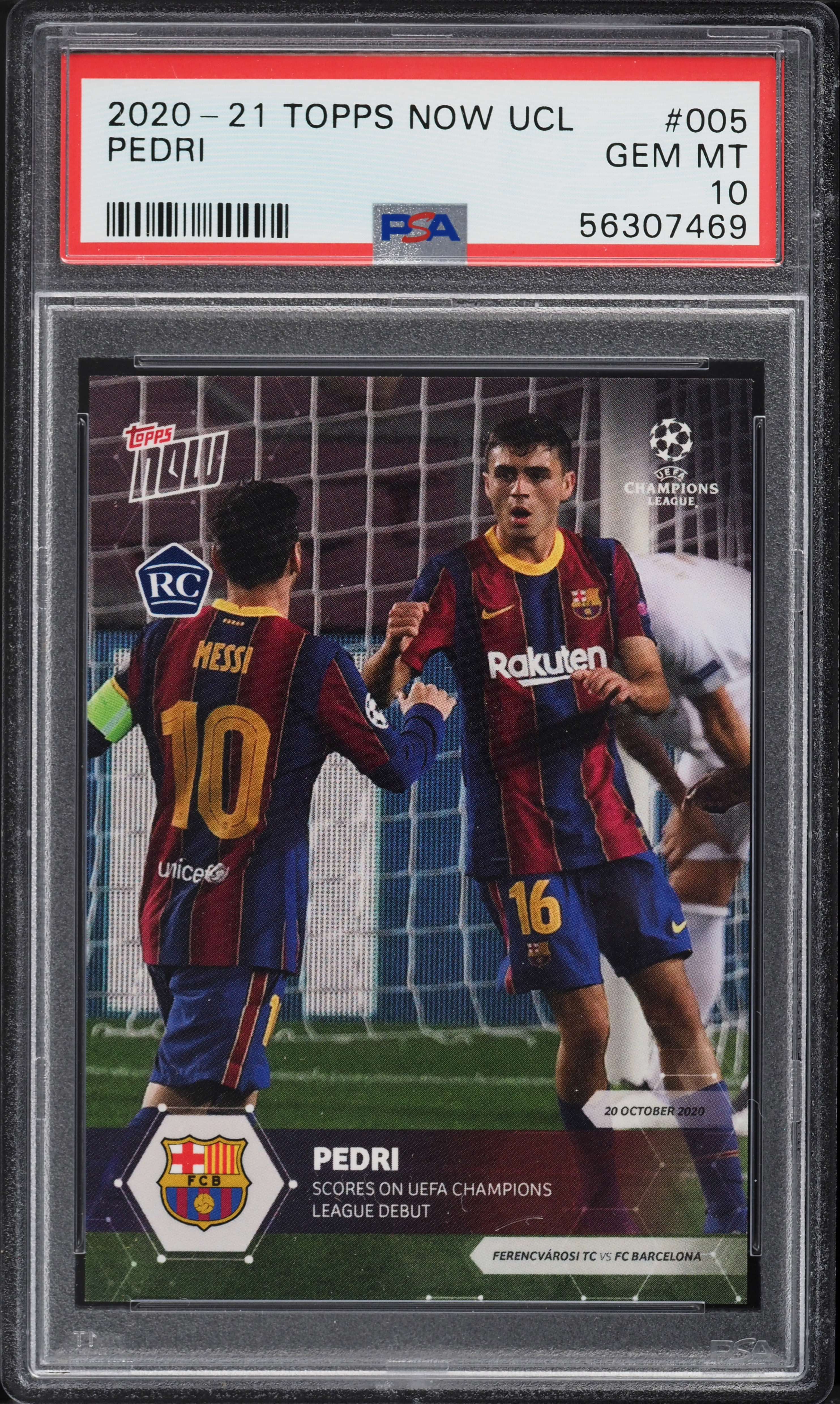2020 Topps Now UEFA Champions League Pedri ROOKIE #5 PSA 10 GEM