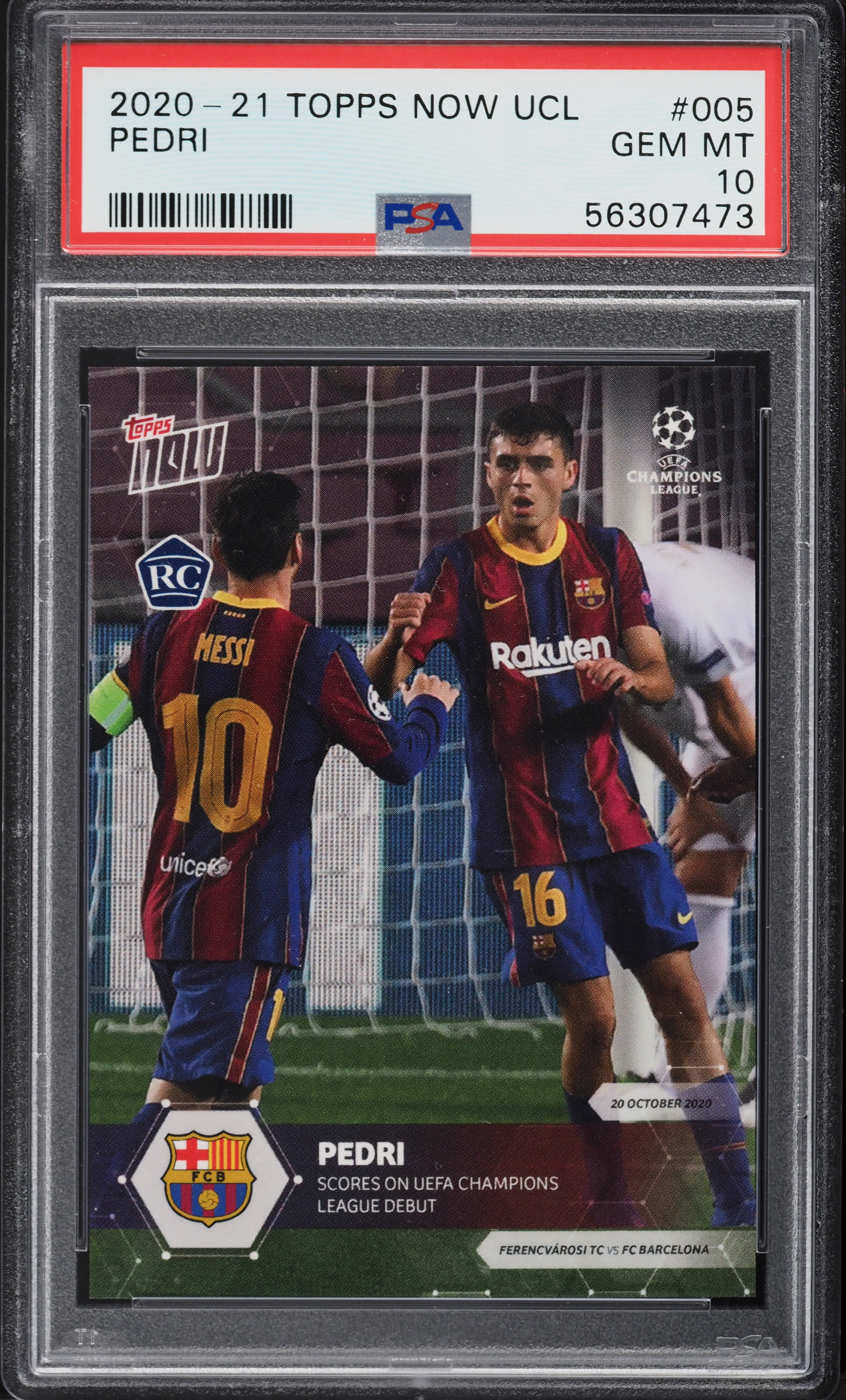 2020 Topps Now UEFA Champions League Pedri ROOKIE #5 PSA 10 GEM