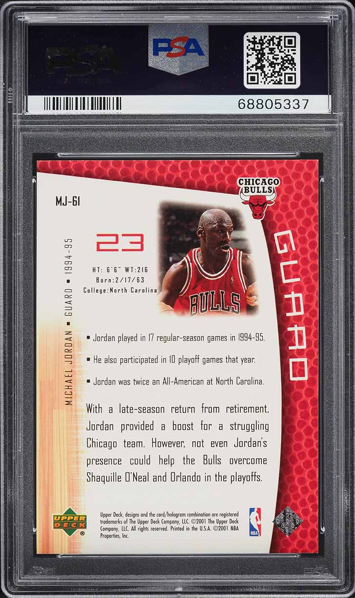 2001 Upper Deck MJ's Back Michael Jordan #MJ-61 PSA 9 MINT