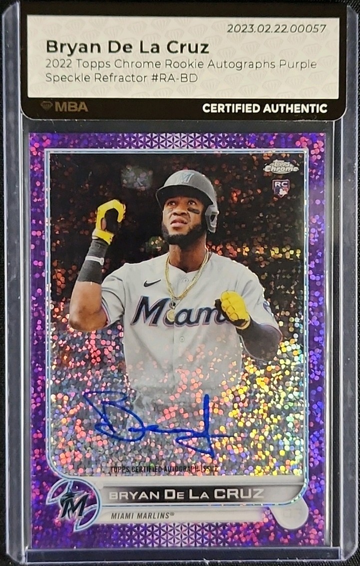 2022 Topps Chrome Purple Speckle Bryan De La Cruz ROOKIE AUTO /299 MBA AUTH