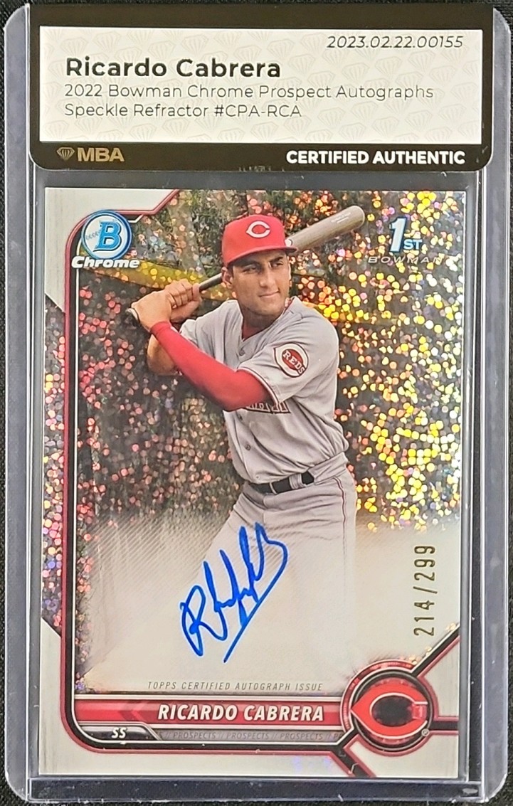 2022 Bowman Chrome Speckle Refractor Ricardo Cabrera ROOKIE AUTO /299 MBA AUTH