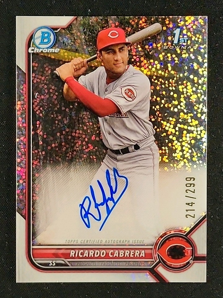 2022 Bowman Chrome Speckle Refractor Ricardo Cabrera ROOKIE AUTO /299 MBA AUTH
