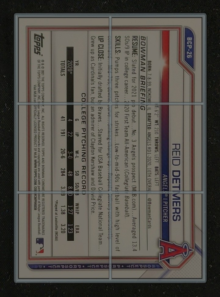 2021 Bowman Chrome Sapphire Yellow Reid Detmers ROOKIE /50 #BCP-26 MBA AUTH