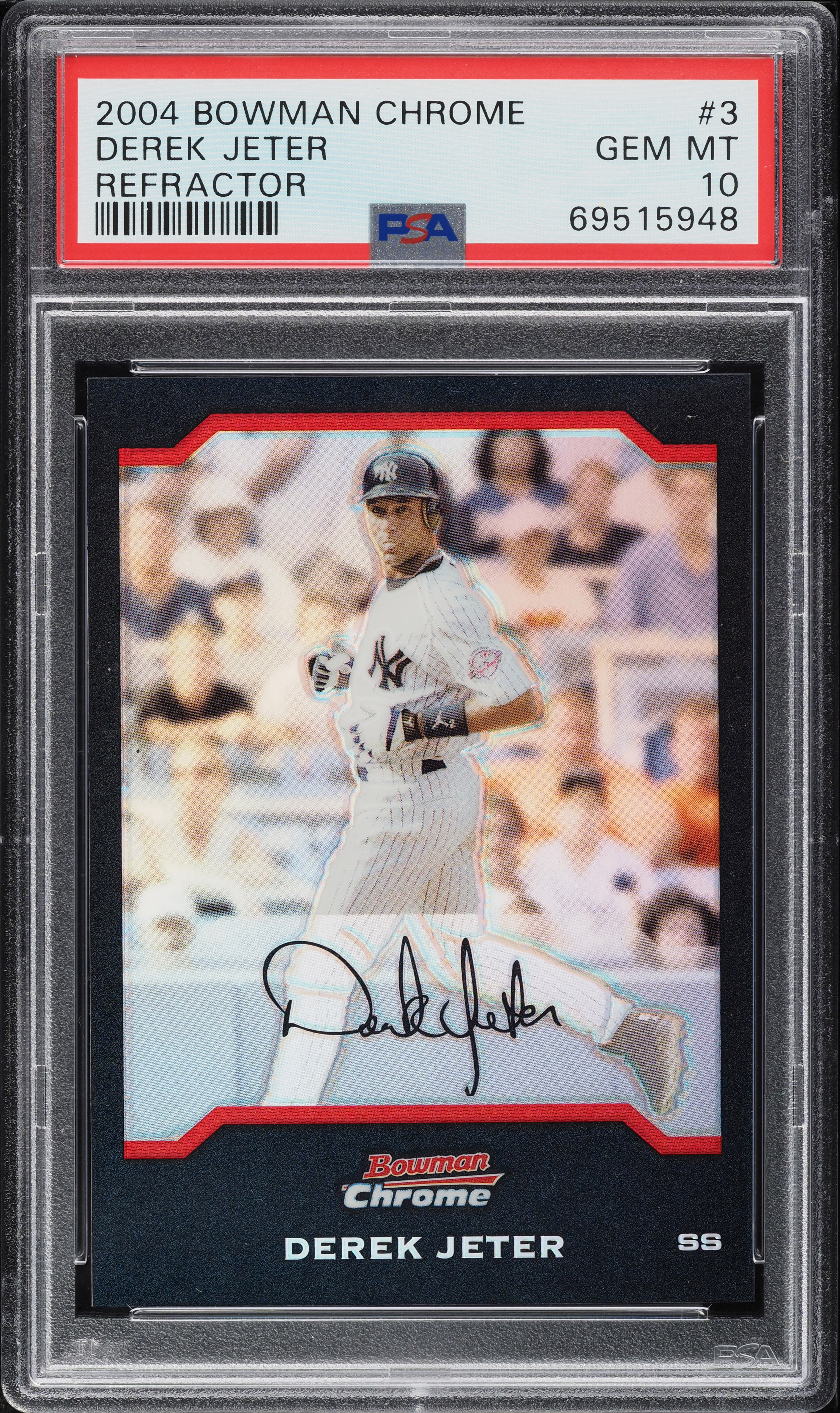 2004 Bowman Chrome Refractor Derek Jeter #3 PSA 10 GEM MINT on