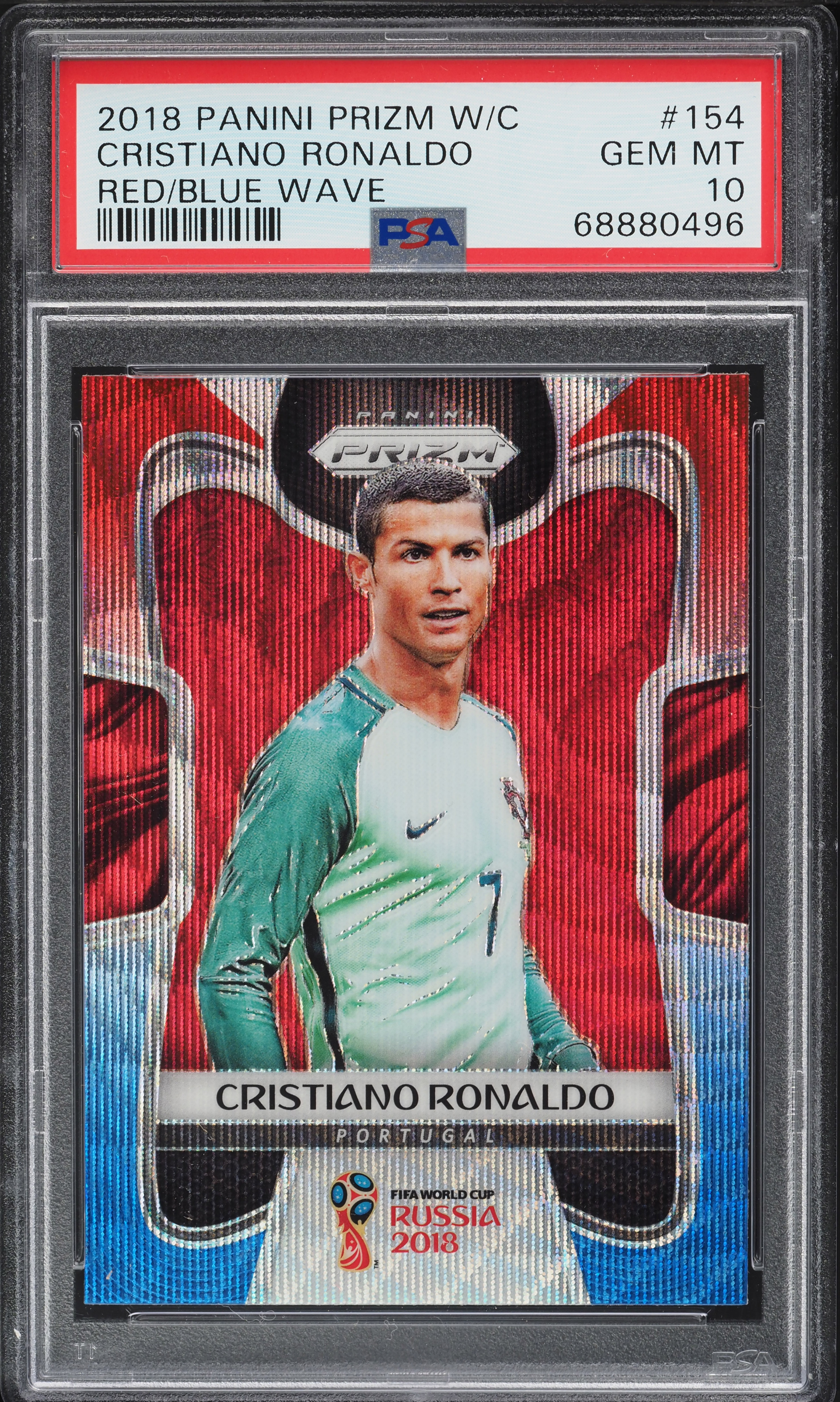 2018 Panini Prizm World Cup Red Blue Wave Cristiano Ronaldo #154