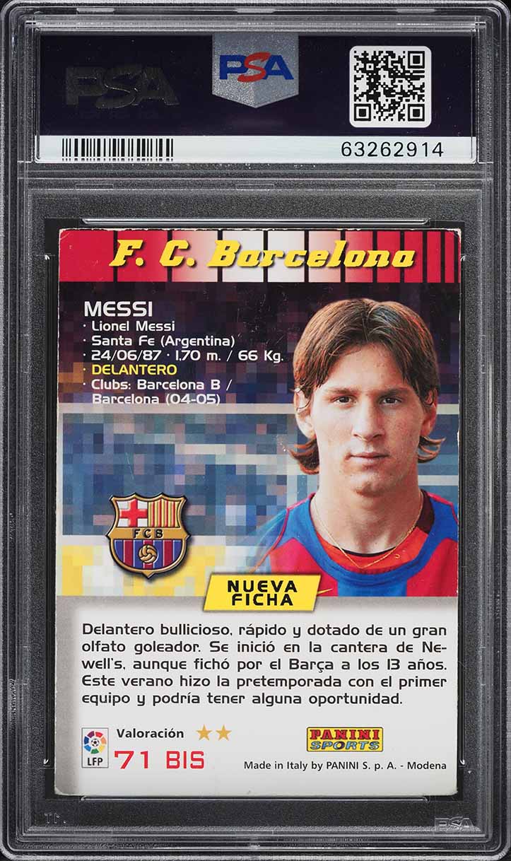 2004 Panini Sports Mega Cracks La Liga Lionel Messi ROOKIE #71 PSA 2 GD