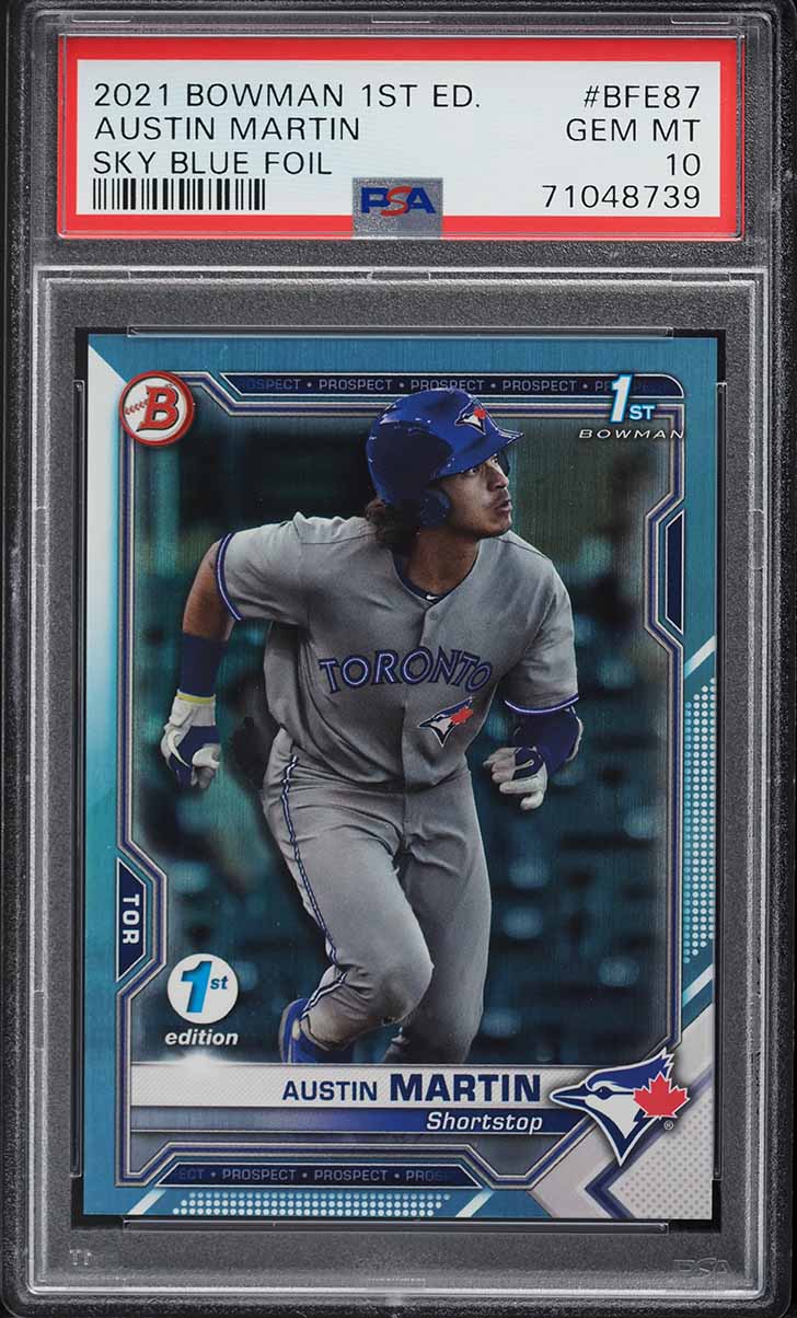 2021 Bowman 1st Edition Sky Blue Austin Martin ROOKIE #BFE-87 PSA 10 GEM MINT