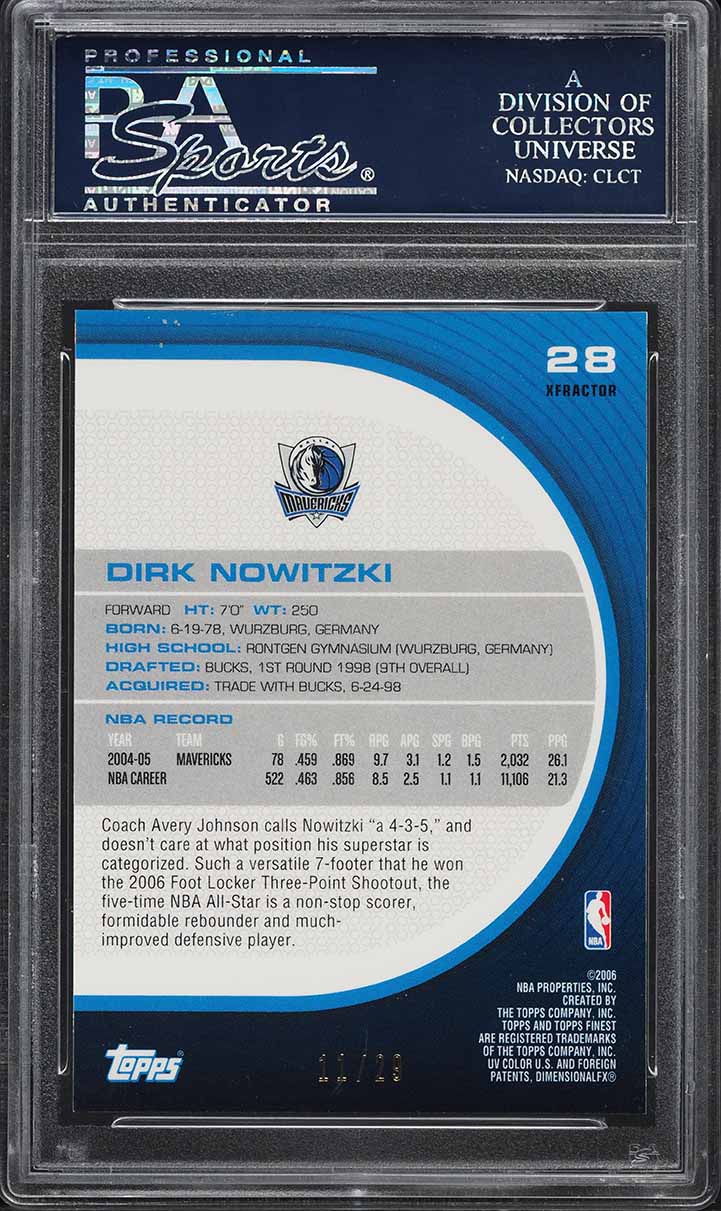 2005 Finest Gold Xfractor Dirk Nowitzki /29 #28 PSA 10 GEM MINT