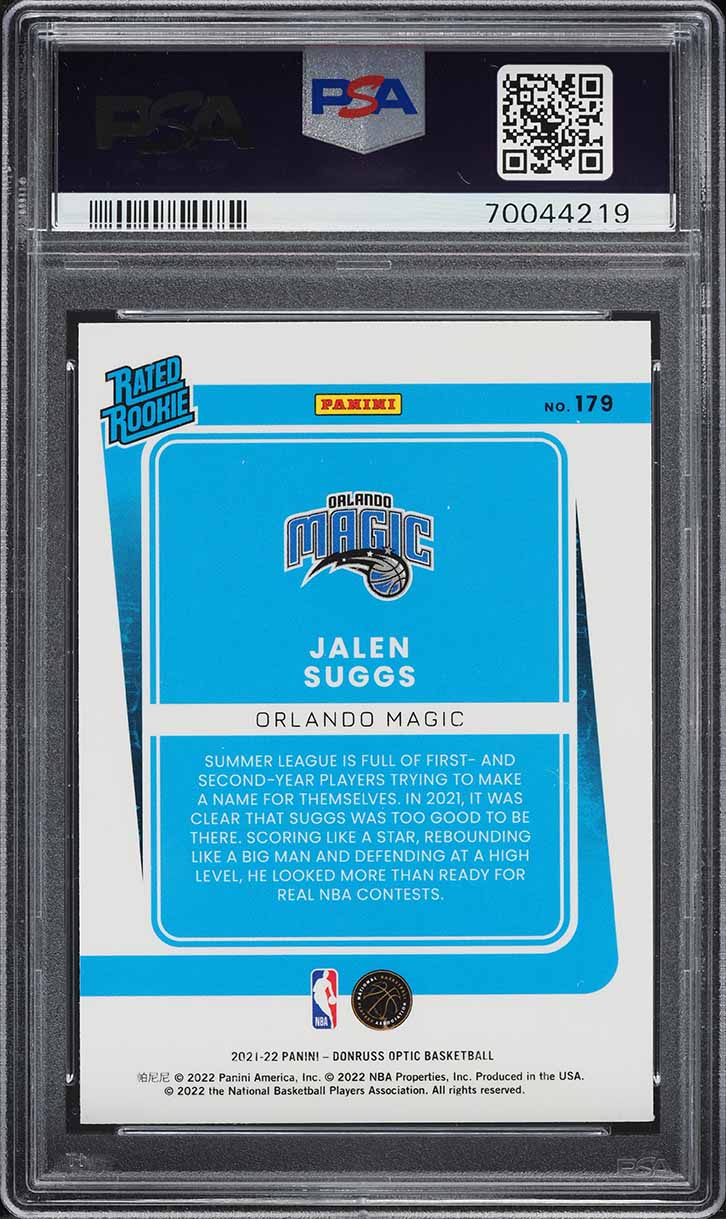 2021 Donruss Optic Jalen Suggs ROOKIE #179 PSA 9 MINT