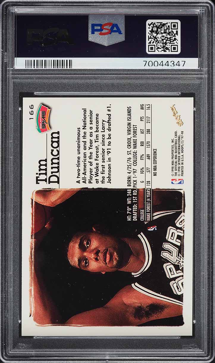 1997 Hoops Tim Duncan ROOKIE #166 PSA 7 NRMT