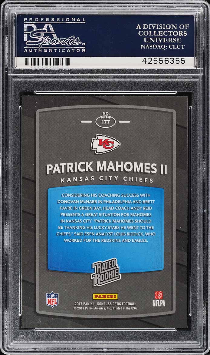 2017 Donruss Optic Patrick Mahomes II ROOKIE #177 PSA 10 GEM MINT
