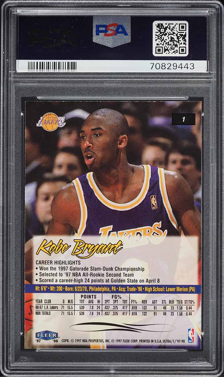1997 Ultra Basketball Kobe Bryant #1 PSA 8 NM-MT