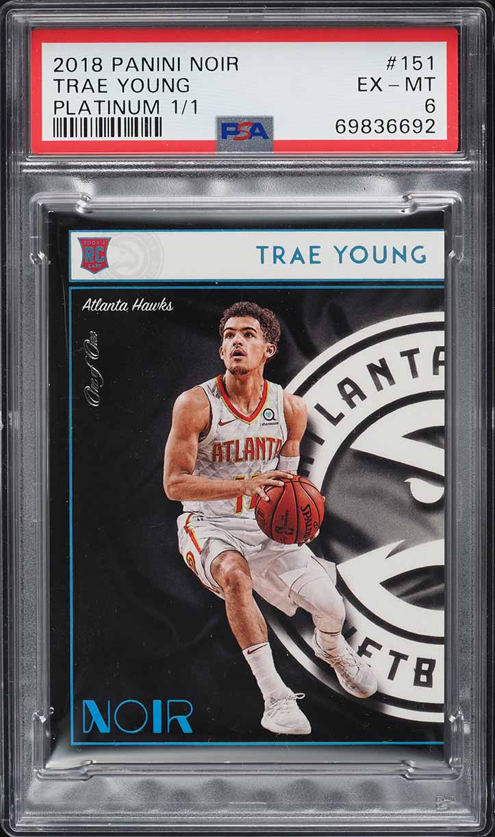 2018 Panini Noir Platinum Trae Young ROOKIE 1/1 #151 PSA 6 EXMT