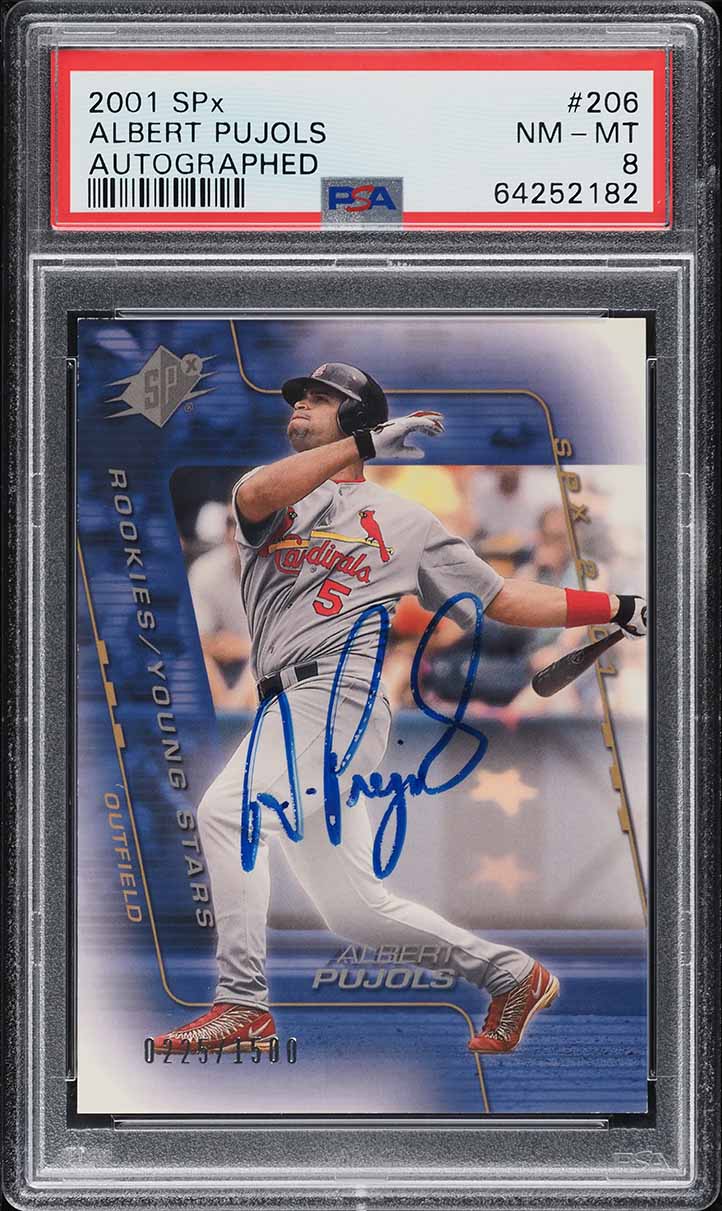 2001 SPx Albert Pujols ROOKIE AUTO /1500 #206 PSA 8 NM-MT
