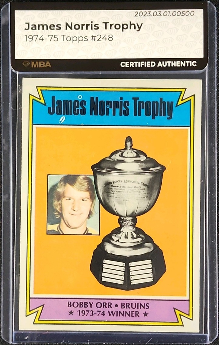 1974 Topps Hockey Bobby Orr NORRIS TROPHY #248 MBA AUTH