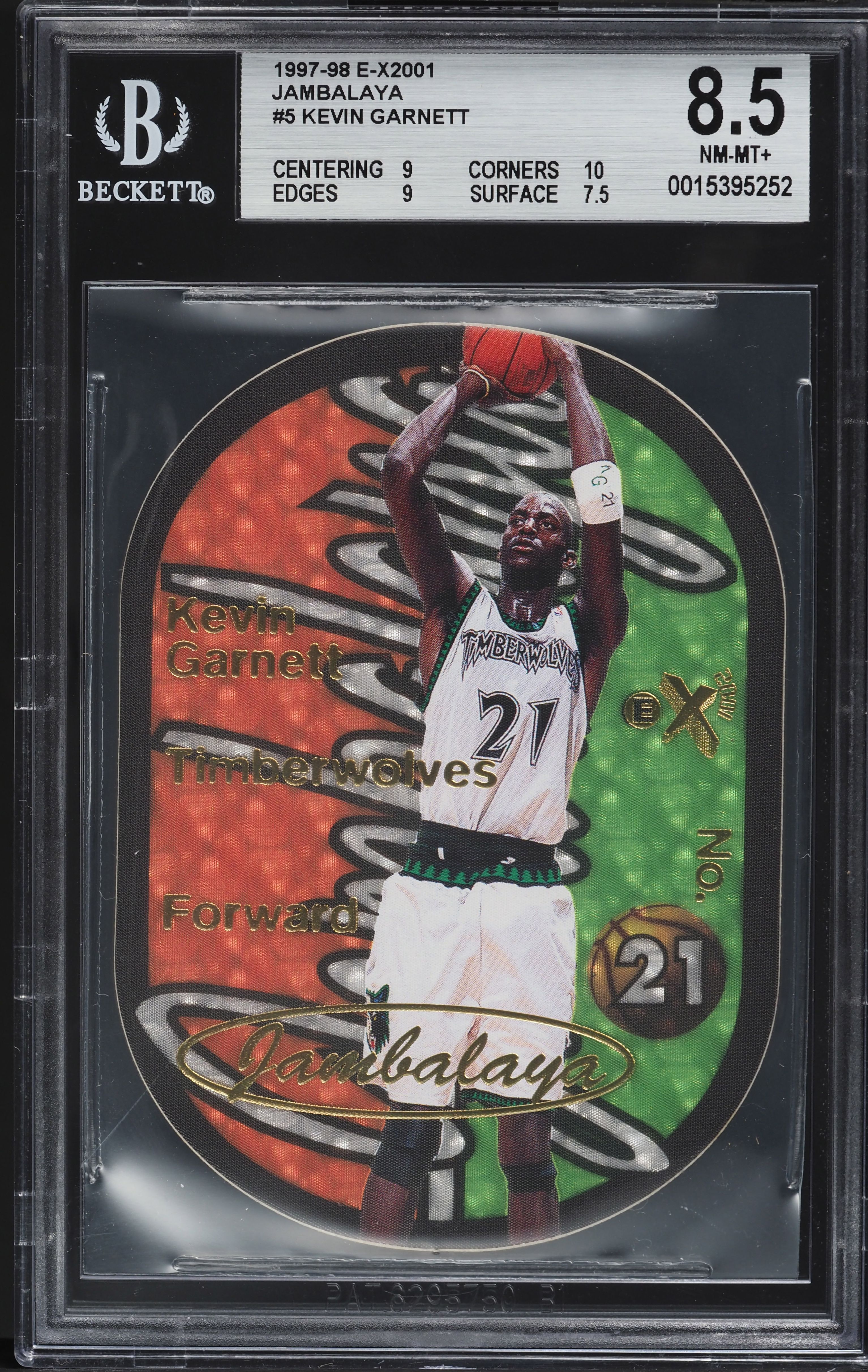 1997 Skybox E-X2001 Jambalaya Kevin Garnett #5 BGS 8.5 NM-MT+ on