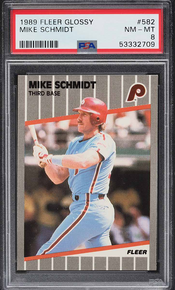 1989 Fleer Glossy Mike Schmidt #582 PSA 8 NM-MT
