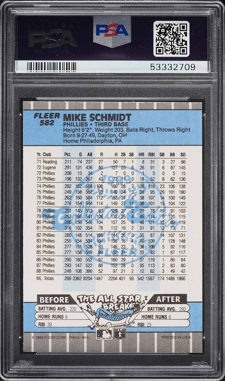 1989 Fleer Glossy Mike Schmidt #582 PSA 8 NM-MT