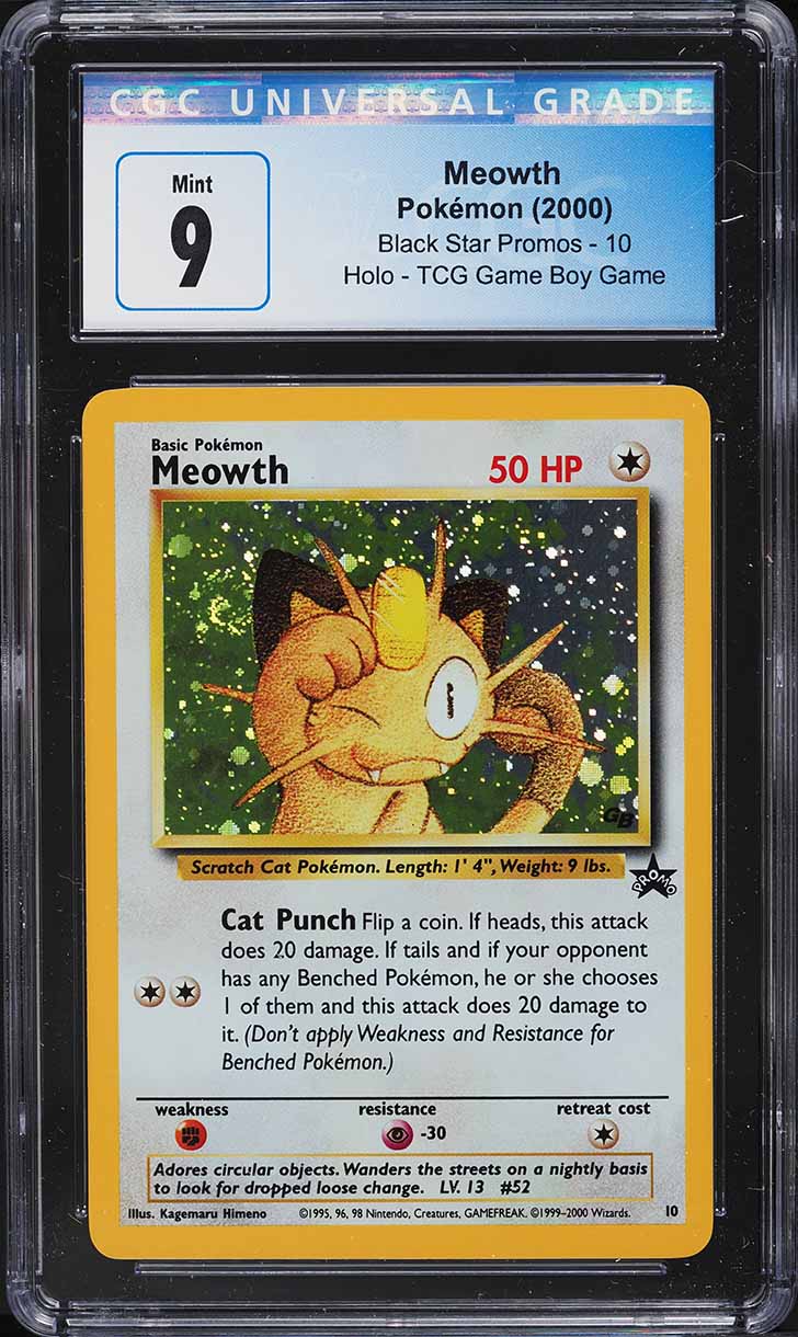 2000 Pokemon Game Boy Black Star Promo Holo Meowth #10 CGC 9 MINT