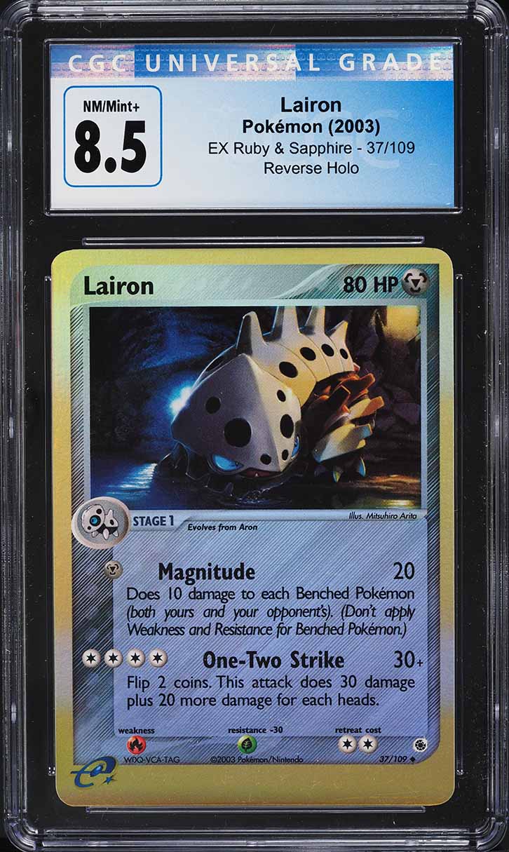 2003 Pokemon EX Ruby & Sapphire Reverse Holo Lairon #37 CGC 8.5 NM-MT+