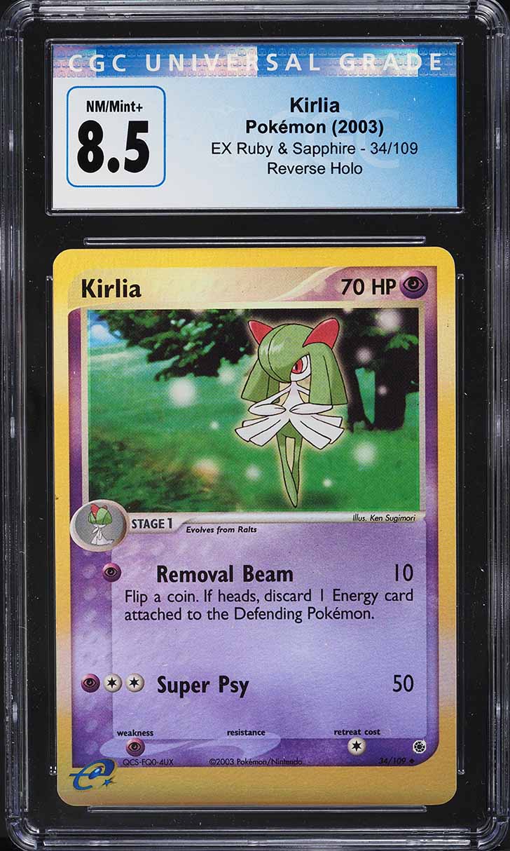 2003 Pokemon EX Ruby & Sapphire Reverse Holo Kirlia #34 CGC 8.5 NM-MT+