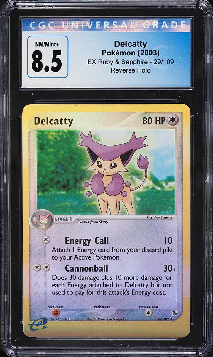 2003 Pokemon EX Ruby & Sapphire Reverse Holo Delcatty #29 CGC 8.5 NM-MT+