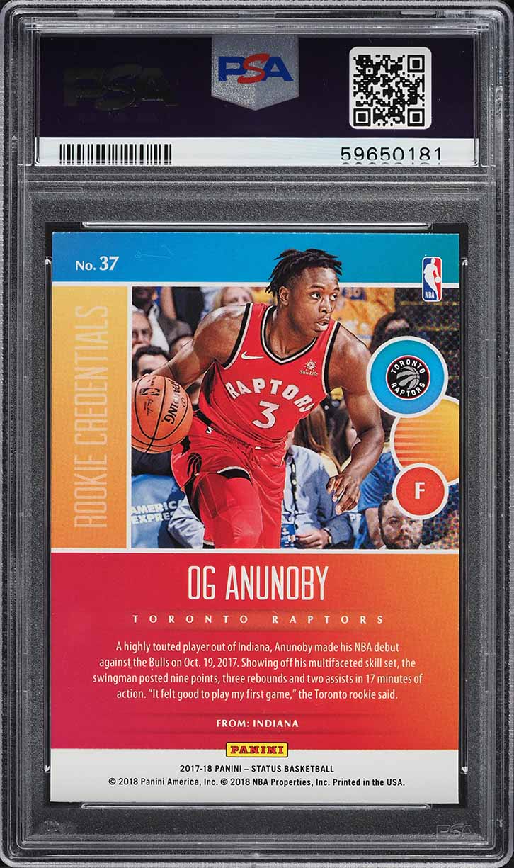 2017 Panini Status Credentials OG Anunoby ROOKIE #37 PSA 9 MINT