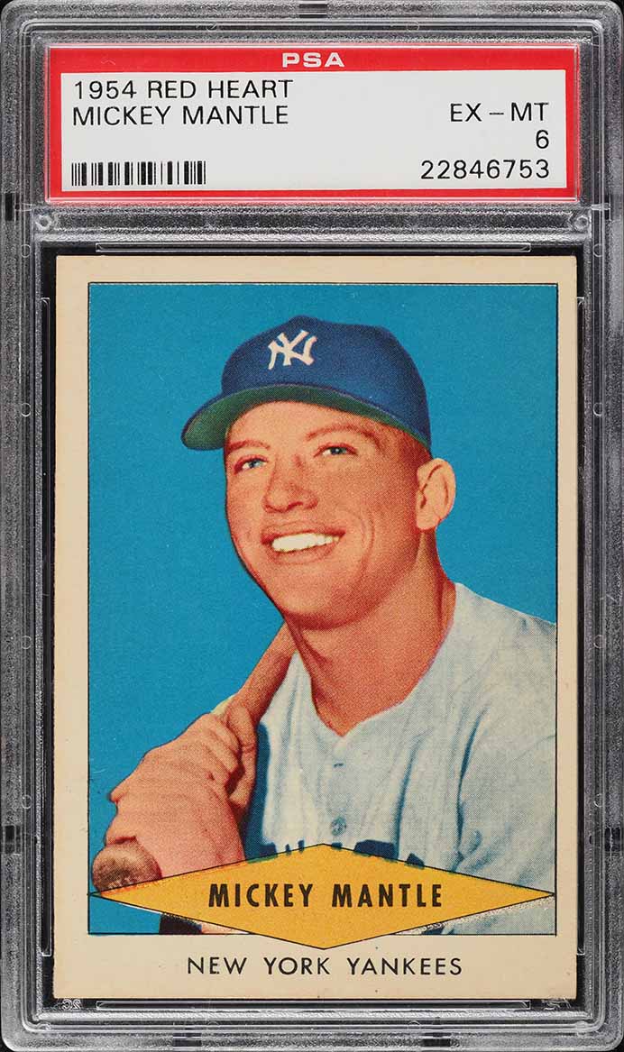 1954 Red Heart Mickey Mantle PSA 6 EXMT