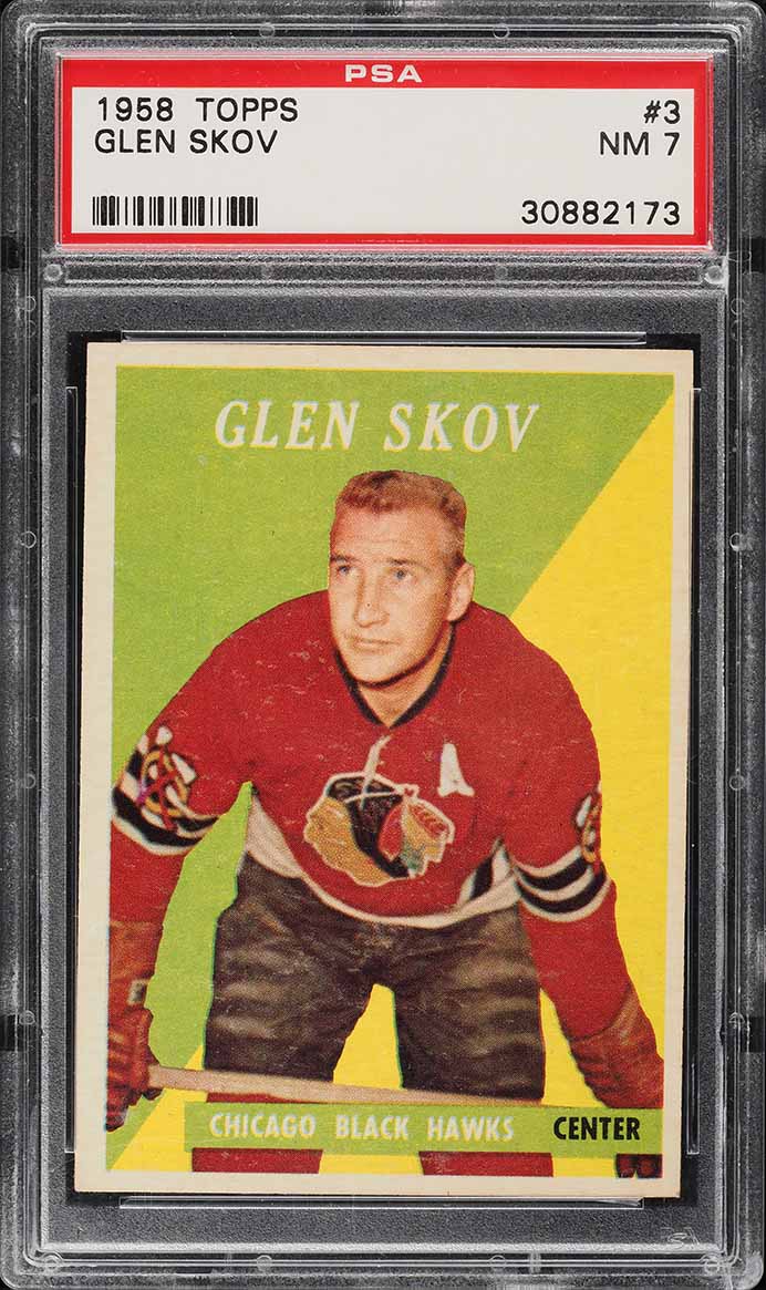 1958 Topps Hockey Glen Skov #3 PSA 7 NRMT