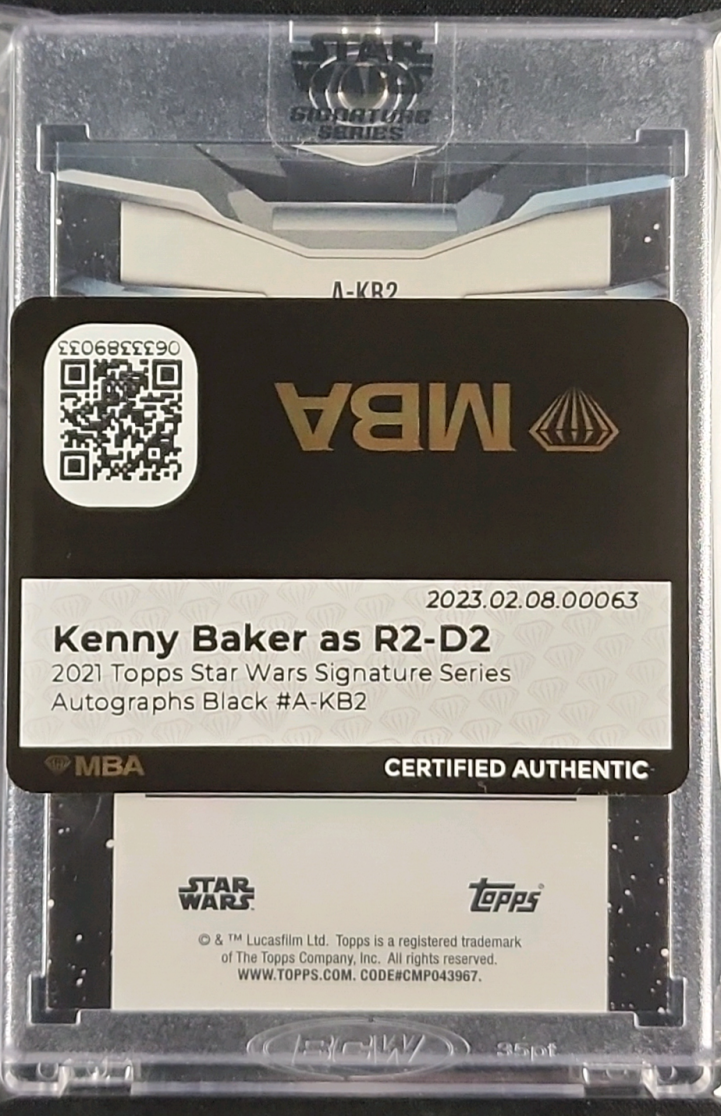 2021 Topps Star Wars Signature Series Black Kenny Baker R2-D2 AUTO 1/5 MBA AUTH