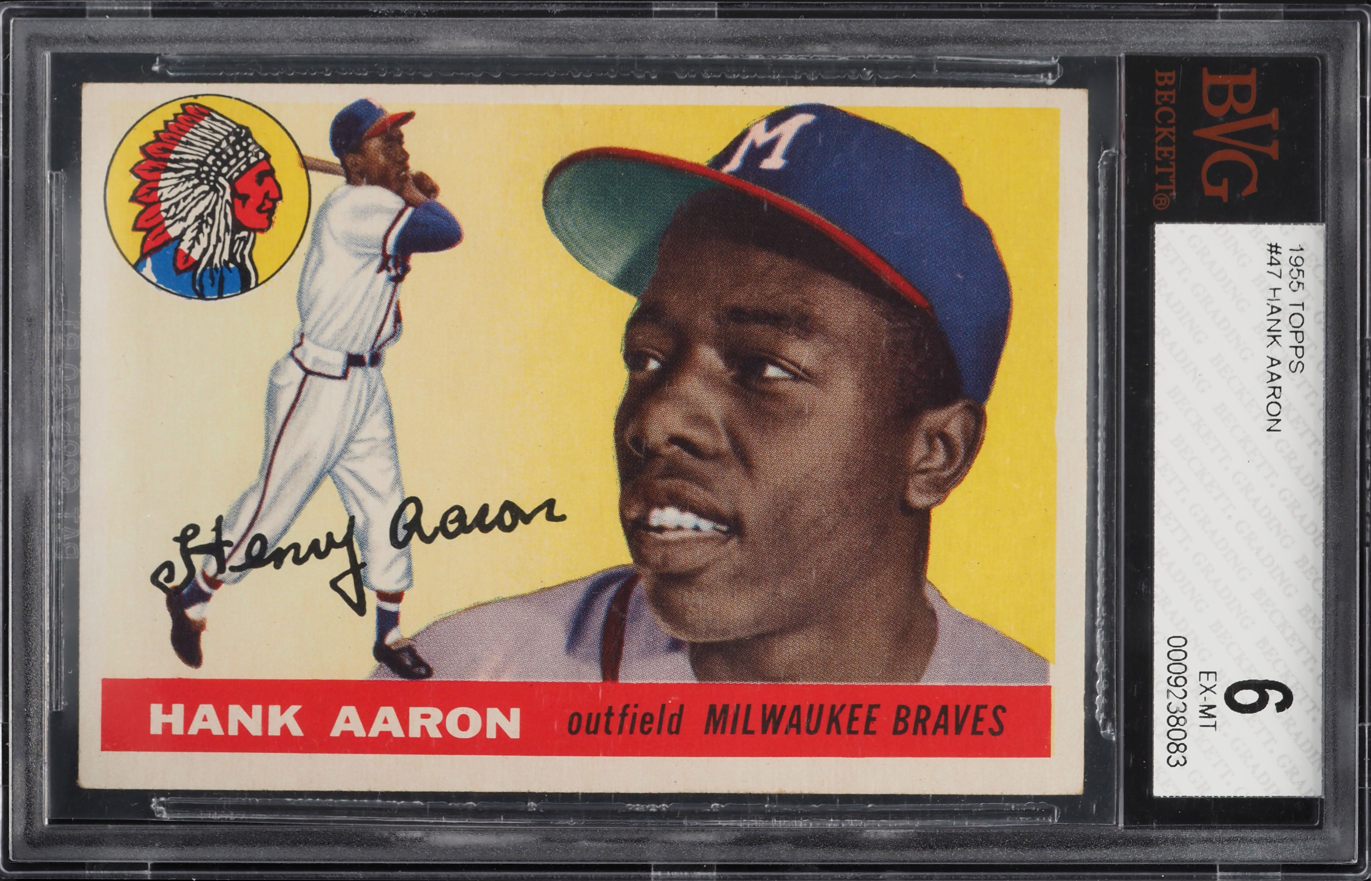 topps 47 HANK AARON 野球カード 1955 Topps Hank Aaron #47 BVG 6 EXMT on Fanatics Collect