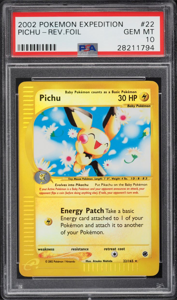 2002 Pokemon Expedition Reverse Holo Pichu #22 PSA 10 GEM MINT