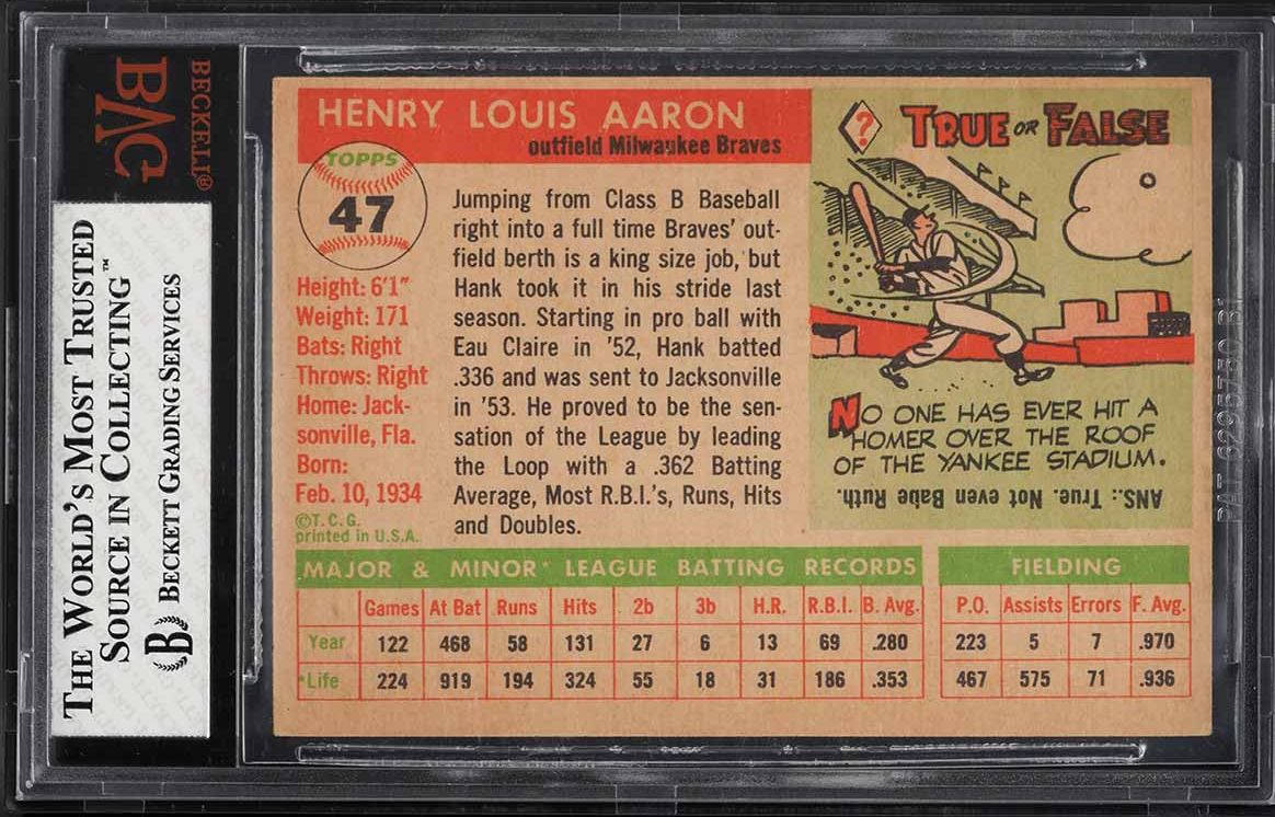 topps 47 HANK AARON 野球カード 1955 Topps #47 Hank Aaron