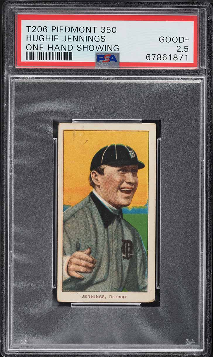1909-11 T206 Hughie Jennings ONE HAND SHOWING PSA 2.5 GD+