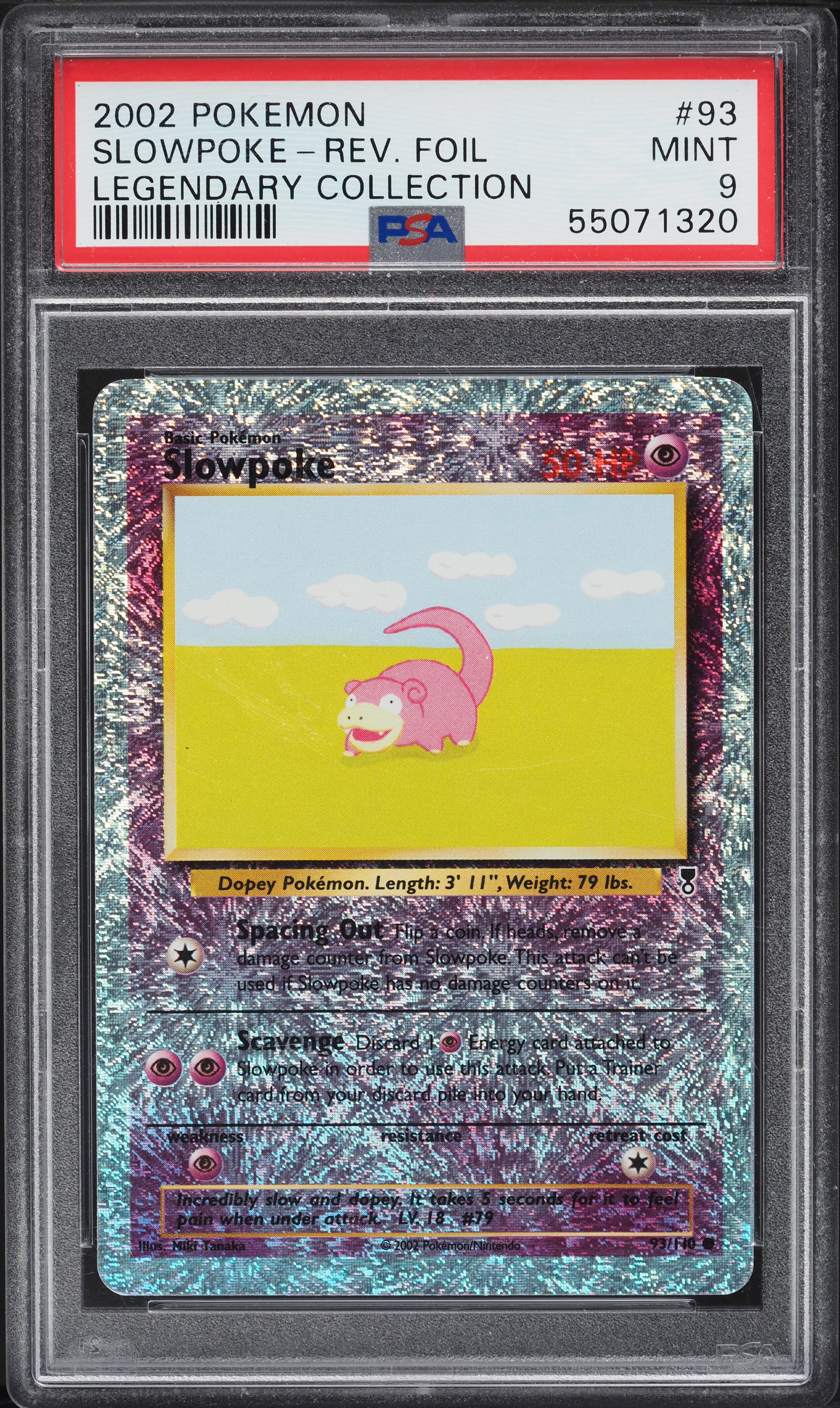 2002 Pokemon Legendary Collection Reverse Holo Slowpoke #93 PSA 9
