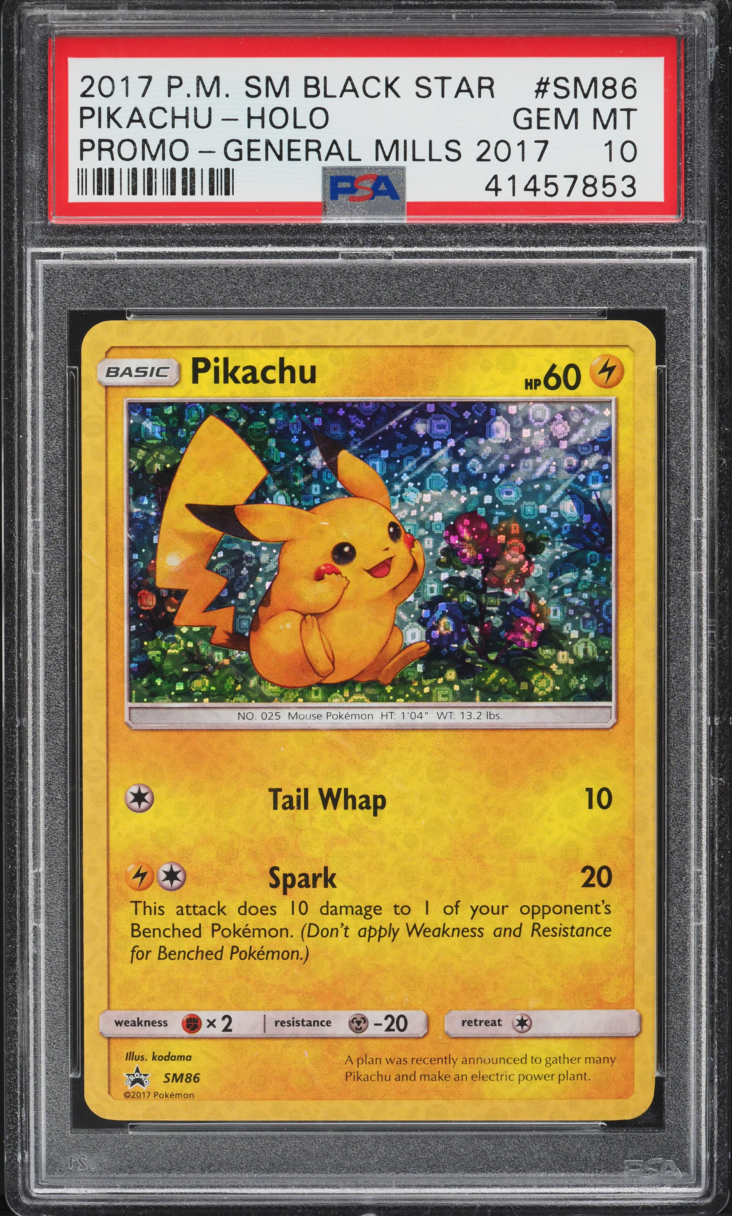 2017 Pokemon SM Black Star Promo General Mills Holo Pikachu #SM86