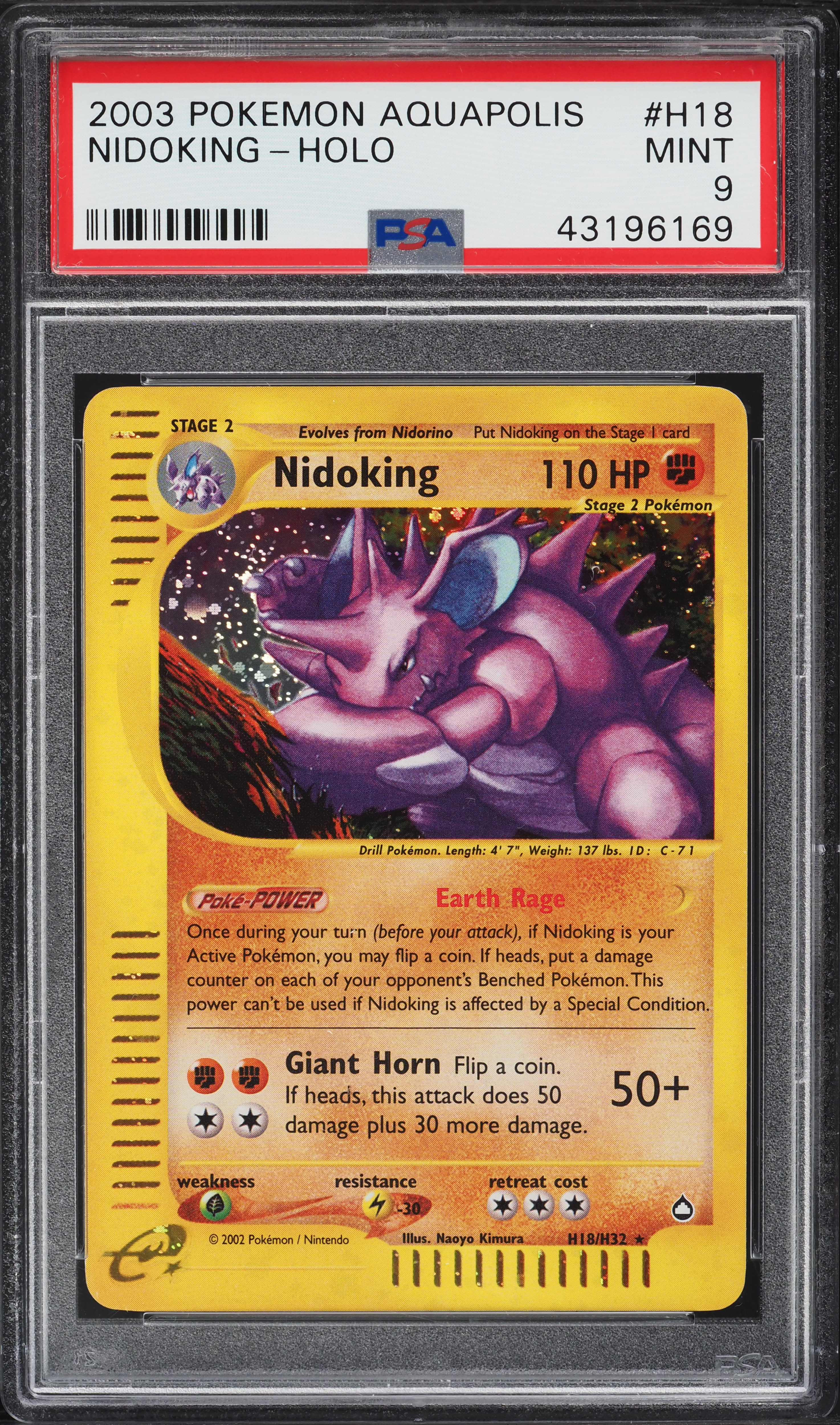 2003 Pokemon Aquapolis Holo Nidoking #H18 PSA 9 MINT on Fanatics