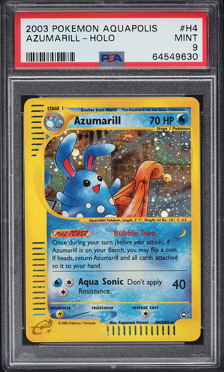 2003 Pokemon Aquapolis Holo Azumarill #H4 PSA 9 MINT