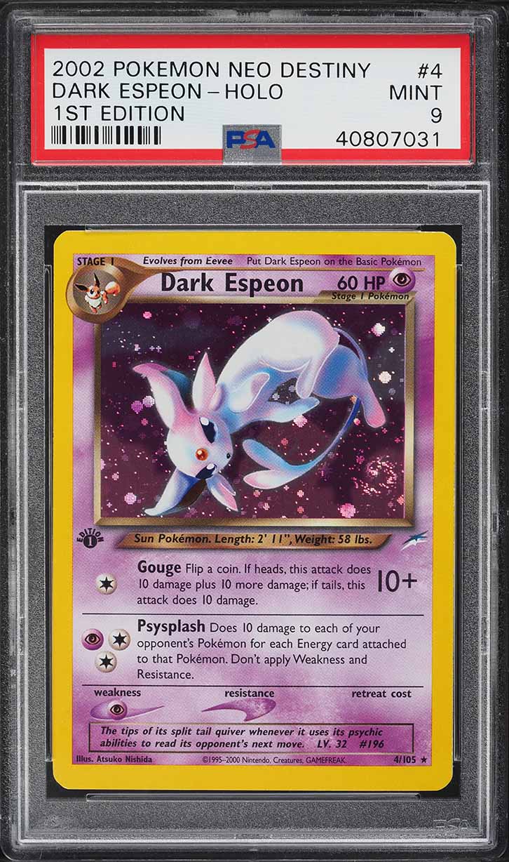 dark espeon pokemon card Neo Destiny Holo Japanese PSA 7 – TBC Games Holo Rare Card Type Totally completely absolutely normal Dark