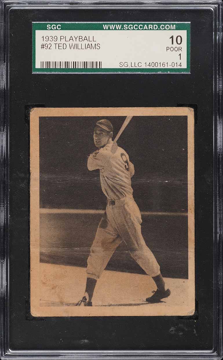 1939 Play Ball Ted Williams ROOKIE #92 SGC 1 PR