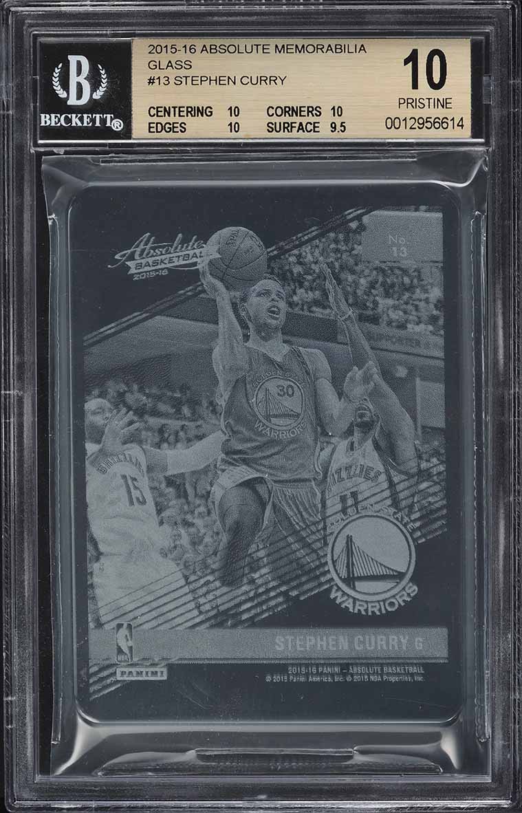 2015 Absolute Memorabilia Glass Stephen Curry #13 BGS 10 PRISTINE