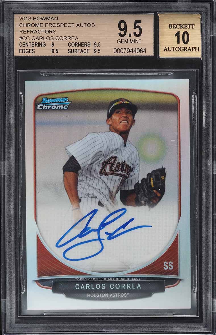 2013 Bowman Chrome Refractor Carlos Correa ROOKIE AUTO /500 #BCP-CC BGS 9.5 GEM