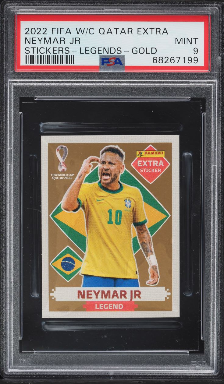 2022 Panini FIFA World Cup Extra Stickers Legends Gold Neymar Jr PSA 9 MINT
